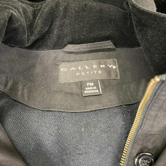 Gallery Coat Women PM Black Removeable Hood Lined Button Zip Long Sleeve Jacket - Picture 3 of 5